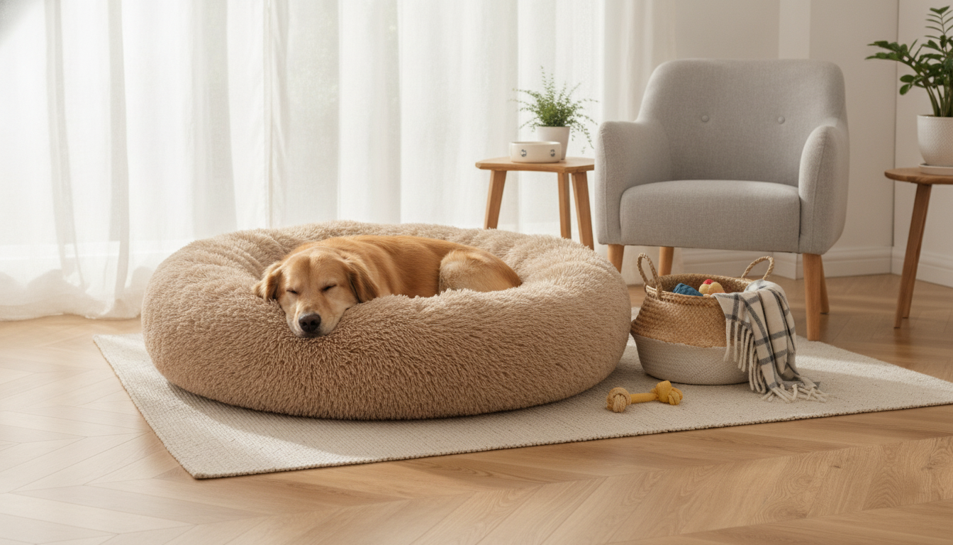 Best Calming Plush Dog Bed for Medium & Large Dogs