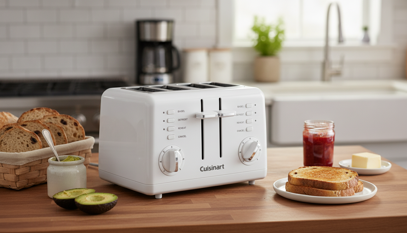 Compact 4-Slice Toaster: Extra-Wide Slots, 7 Shades