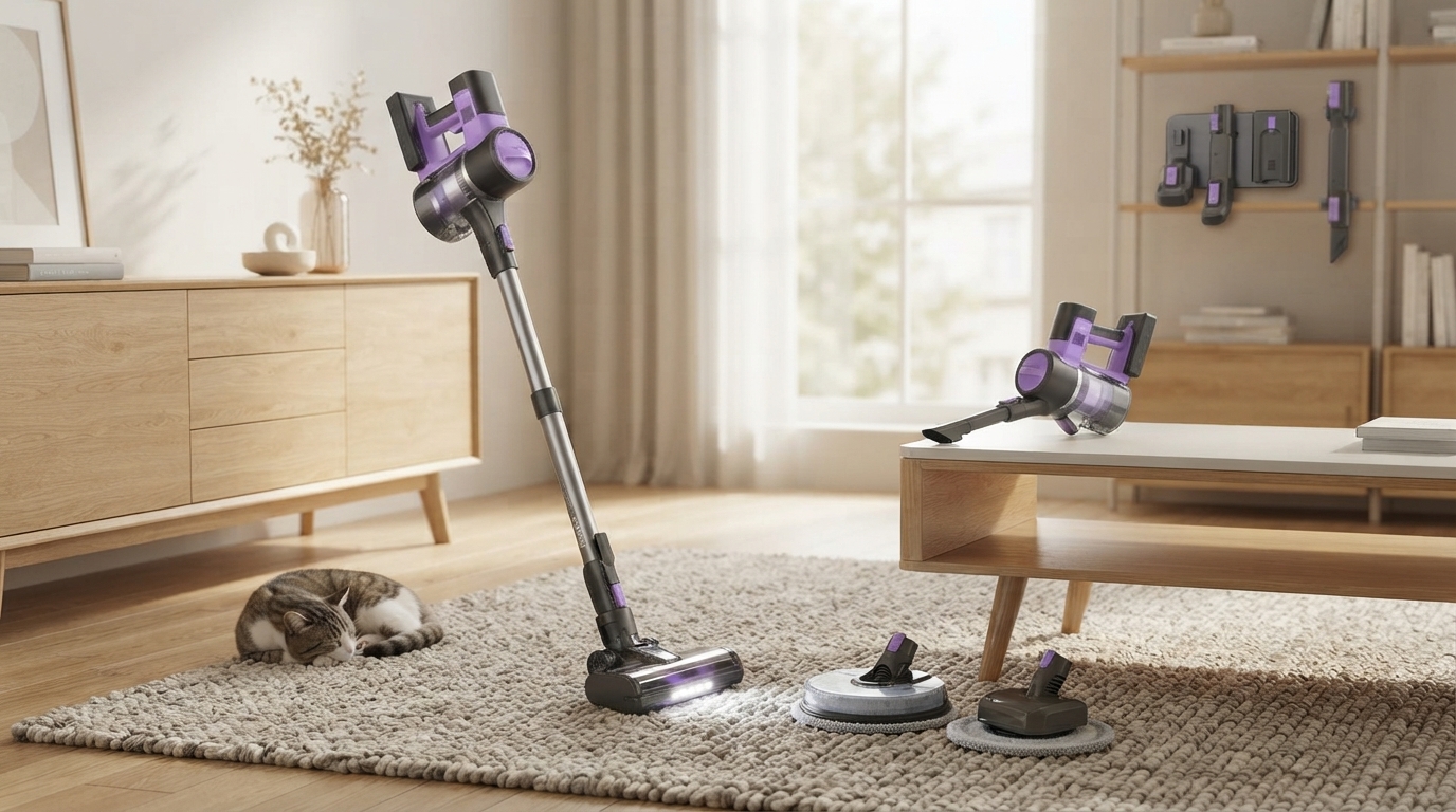 6-in-1 Cordless Vacuum: 350W, Quiet, Lightweight Clean